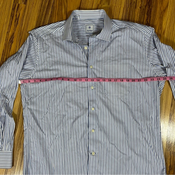 David Donahue Mens Dress Shirt Button Up Long Sleeve Blue White Stripes Size XL - Picture 3 of 8
